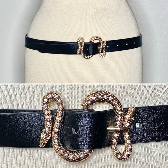 Accessories - Double snake rhinestone buckle belt M/L